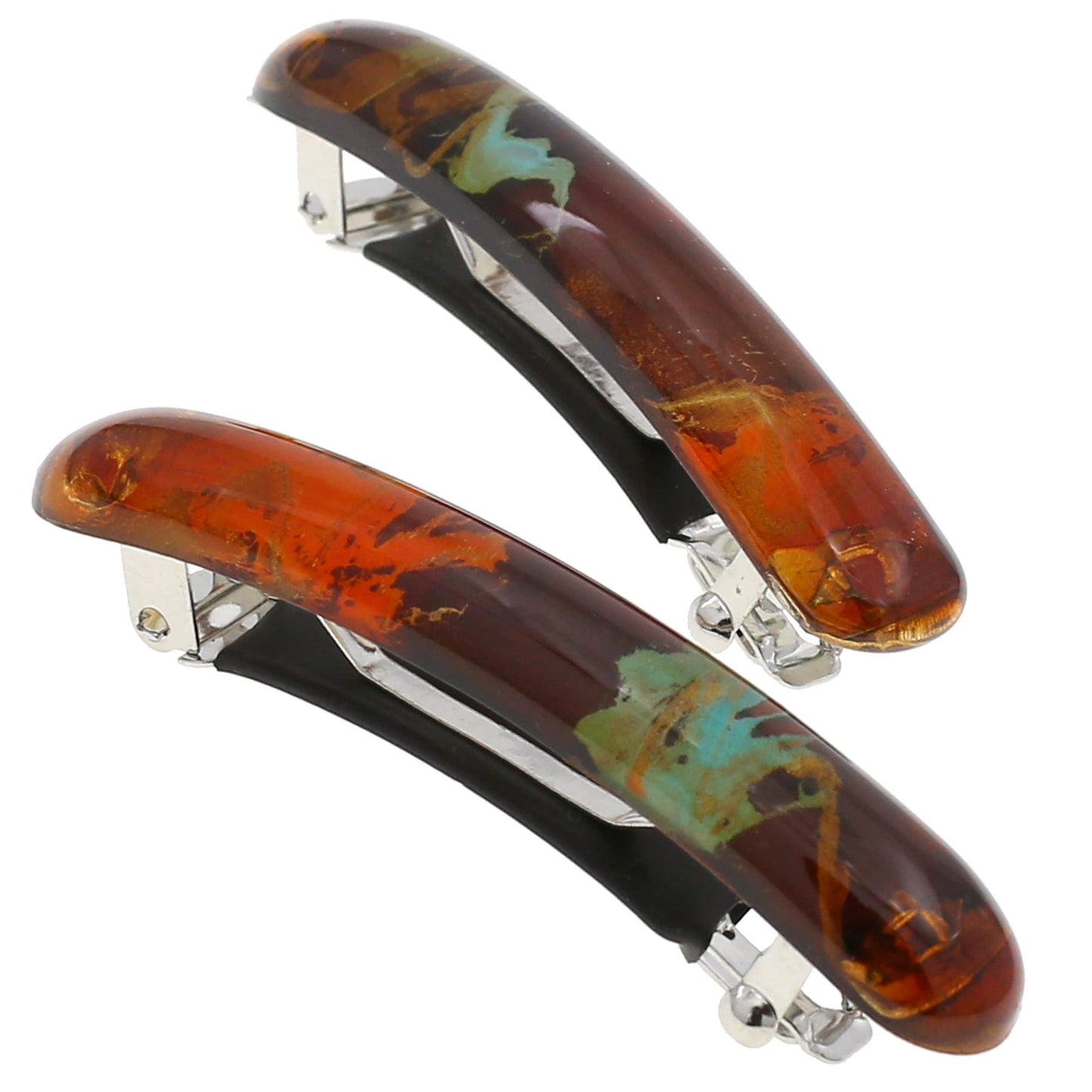 Camila Paris CP3328 French Hair Barrette Clip for Girls, Orange Small Set of 2 Strong Hold Grip Hair Clips for Women, No Slip Rubberized Automatic Beauty & Personal Care Camila