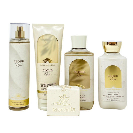 Bath & Body Works Cloud Nine Deluxe Gift Set - Fragrance Mist - Body Cream - Shower Gel - Body Lotion - with a Natural Oats Bar Soap - Full Size Beauty and Personal Care Bath & Body Works