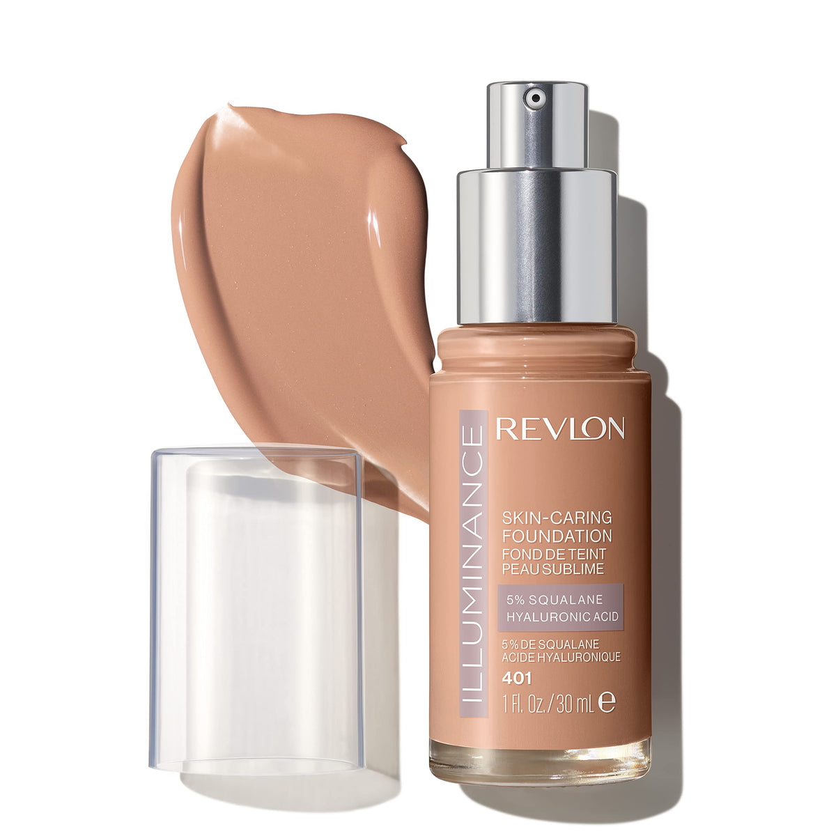 Revlon Illuminance Skin-Caring Liquid Foundation, Hyaluronic Acid, Hydrating and Nourishing Formula with Medium Coverage, 401 Light Coffee, 1 fl oz Beauty & Personal Care REVLON