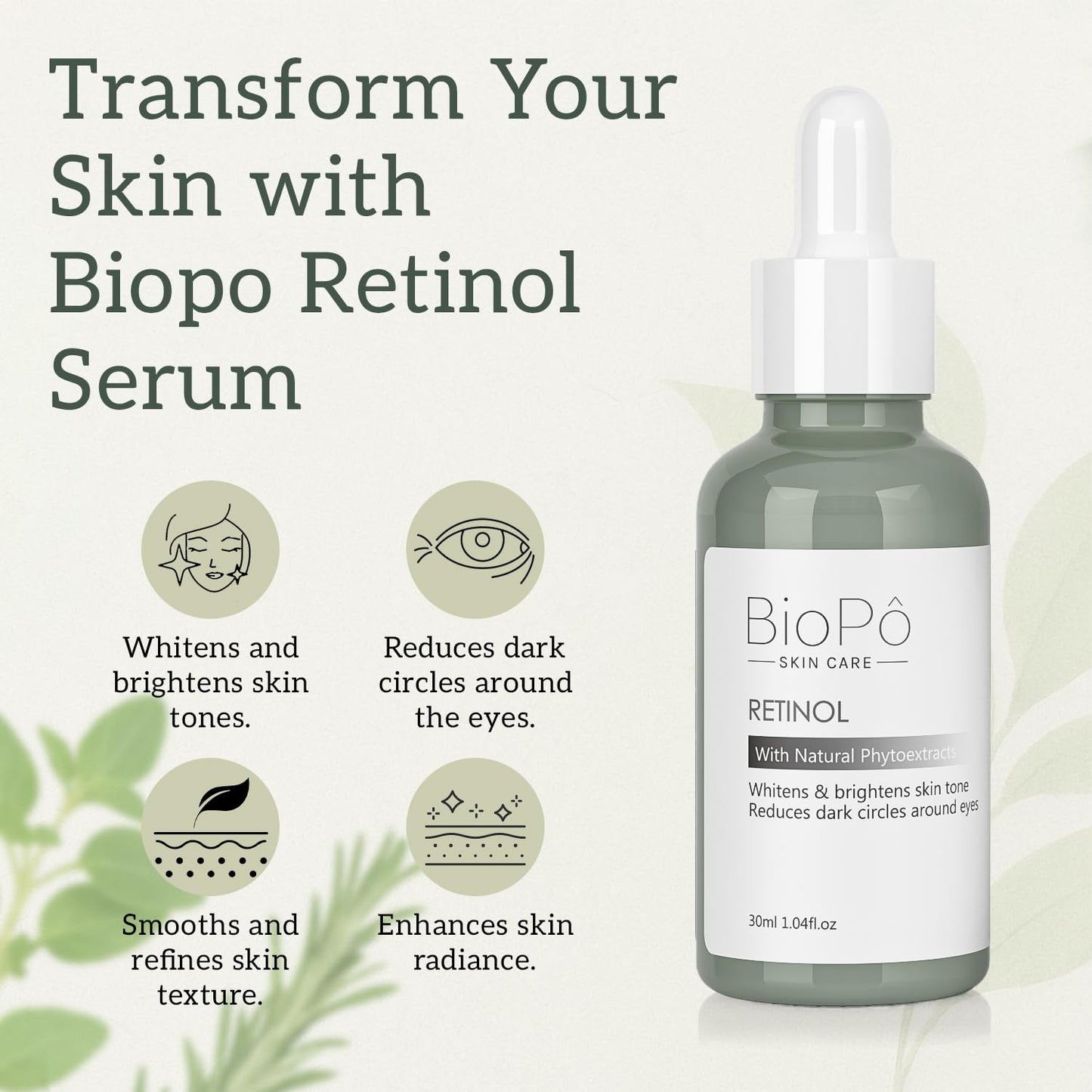 BioPo Retinol Serum - Brightens Skin Tone, Evens Complexion, Smooths Fine Lines, Reduces Dark Circles, Lightweight Face Serum for All Skin Types, 30 Beauty & Personal Care BioPo