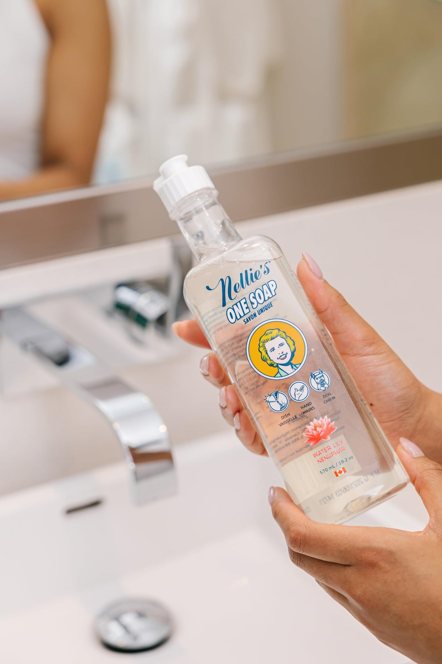 Nellie's One Soap - Water Lily Scent - Gentle Multi-Purpose Cleaner for Dishes, Surfaces & Hands - Plant-Based, Soft on Skin - Made in Canada Beauty & Personal Care Nellie's