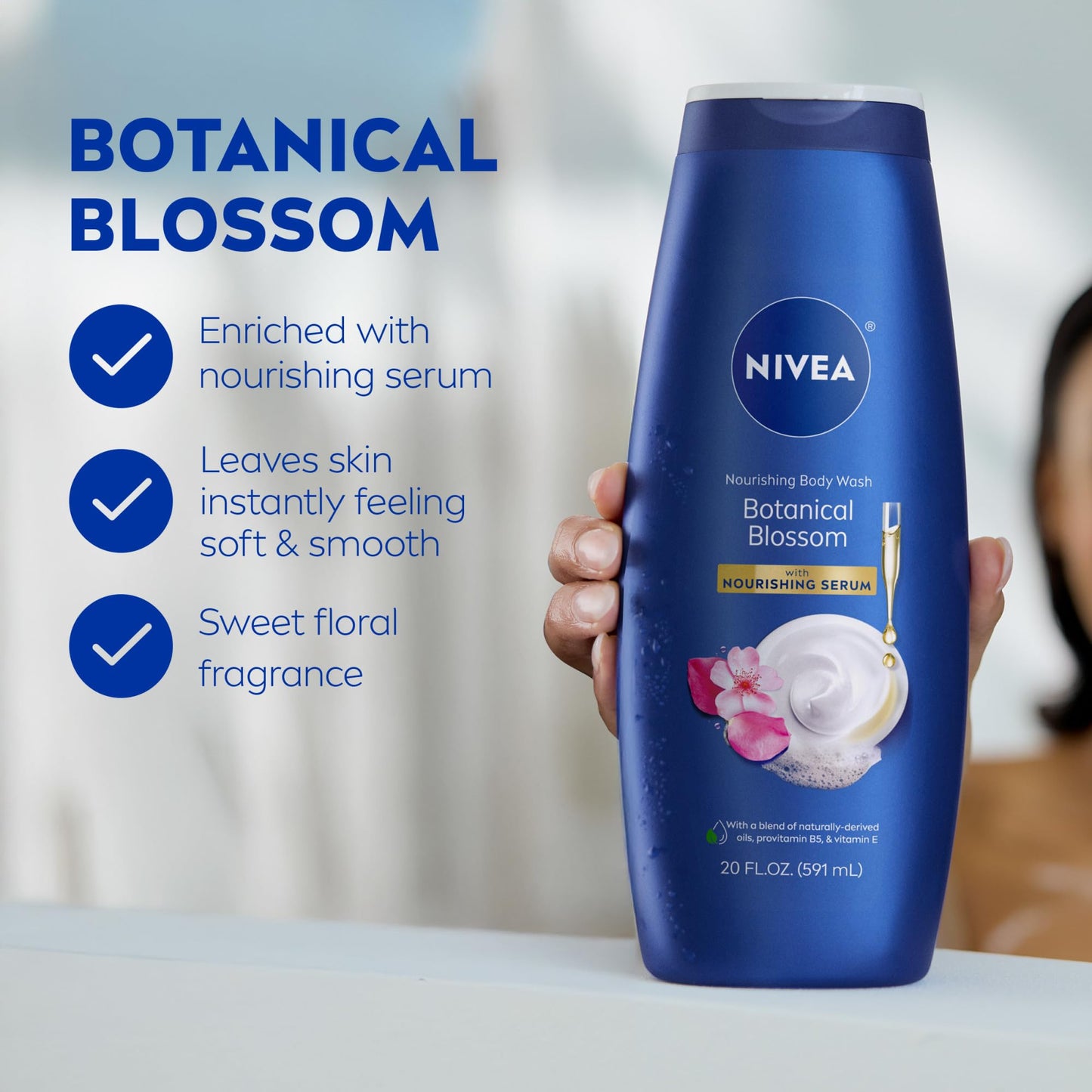 NIVEA Nourishing Botanical Blossom Body Wash with Nourishing Serum, Moisturizing Body Wash for Women, Enriched with Provitamin B5 and Vitamin E, 20 Fl Beauty & Personal Care NIVEA
