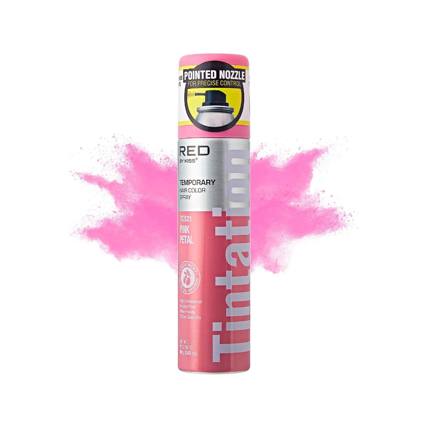 Red by Kiss Tintation Temporary Hair Color Spray 2.82oz, Quick-Dry & Smudge-Proof, Vivid Color Washable Hair Dye, Styling Spray Cosplay Halloween Beauty & Personal Care Red by Kiss