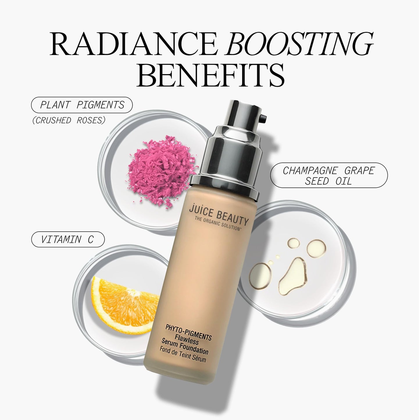 Juice Beauty Phyto?Pigments Flawless Serum Foundation - Non-Comedogenic, Long-Wear & Buildable Medium-to-Full Coverage - Vegan, Clean Hydrating Beauty & Personal Care Juice Beauty