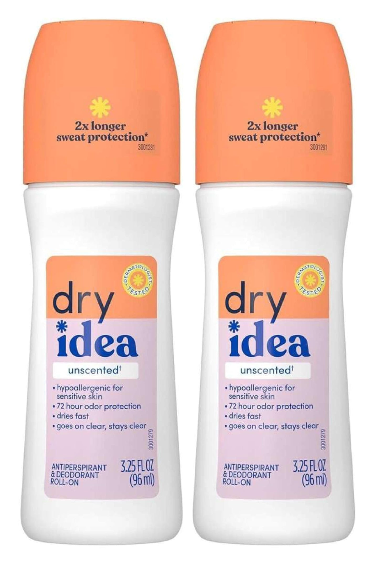 Dry Idea Antiperspirant & Deodorant Roll On, Unscented 3.25 oz, 2 pk Beauty and Personal Care Dry Idea