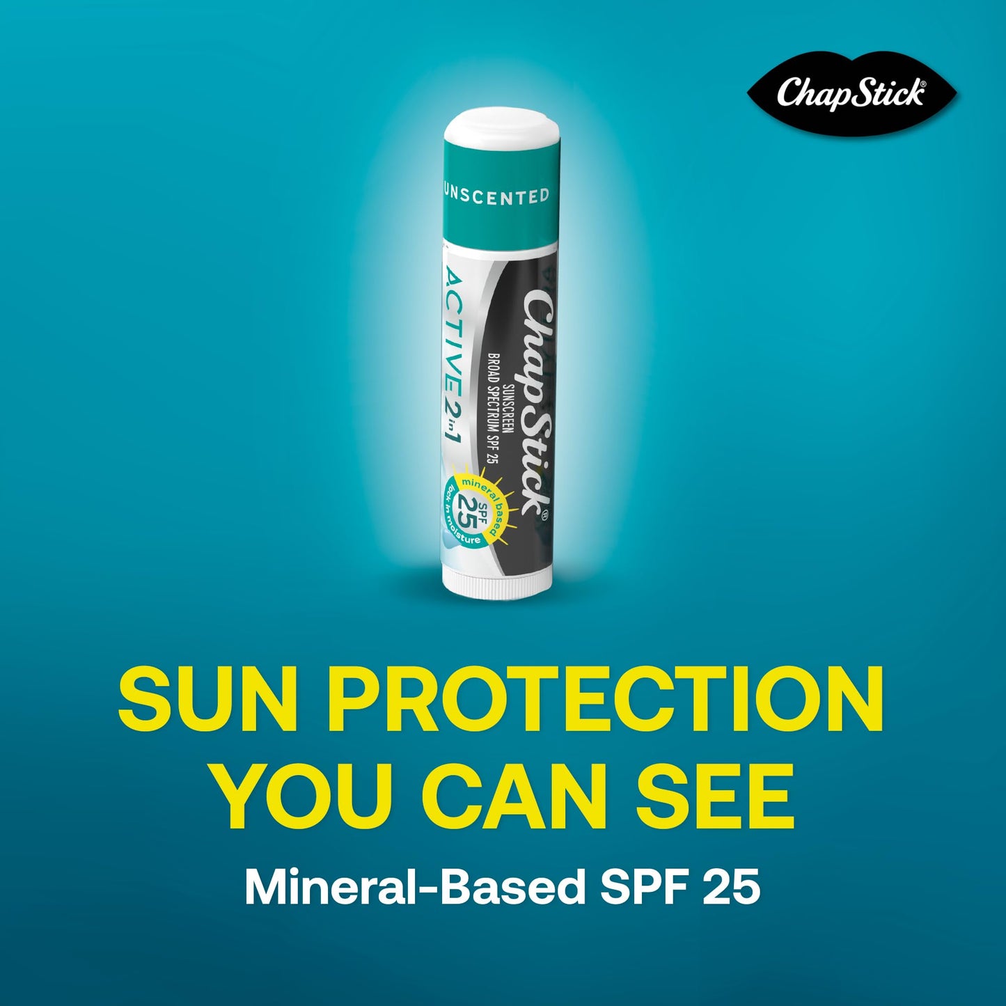 ChapStick Active 2-in-1 Unscented Flavored Lip Balm Tubes with Mineral Based SPF 25 Sunscreen - 0.18 Oz (Pack of 3) Beauty & Personal Care ChapStick
