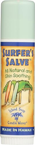 Island Soap & Candle Works Surfer’s Salve Stick - All Natural Outdoor Skin Recovery Balm - Anti Chafe Relief for Dry Skin, Sunburn, Windburn, Bug Beauty & Personal Care Island Soap & Candle Works