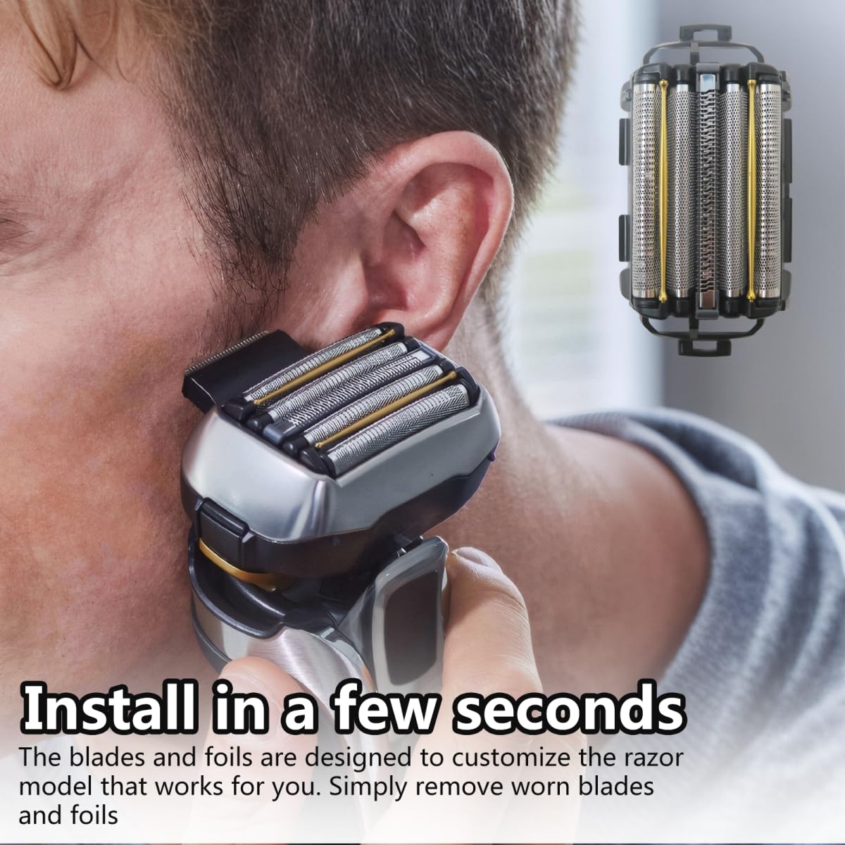 Electric Shaver Head ES9038 Blade Replacement Fits for Panasonic ES-CLV8B, ES-CLV8C, ES-CLV7A, ES-CLV7B, ES-CLV7C & Also for ARC 5 Blade Shavers All Beauty and Personal Care XSPANDER