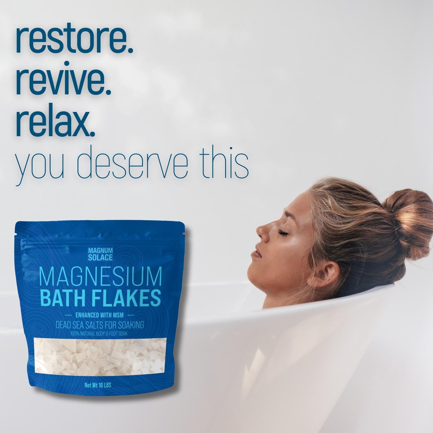 Magnesium Flakes with MSM - Magnesium Chloride Flakes - Dead Sea Salts for Soaking, 10 LBS Beauty and Personal Care Magnum Solace
