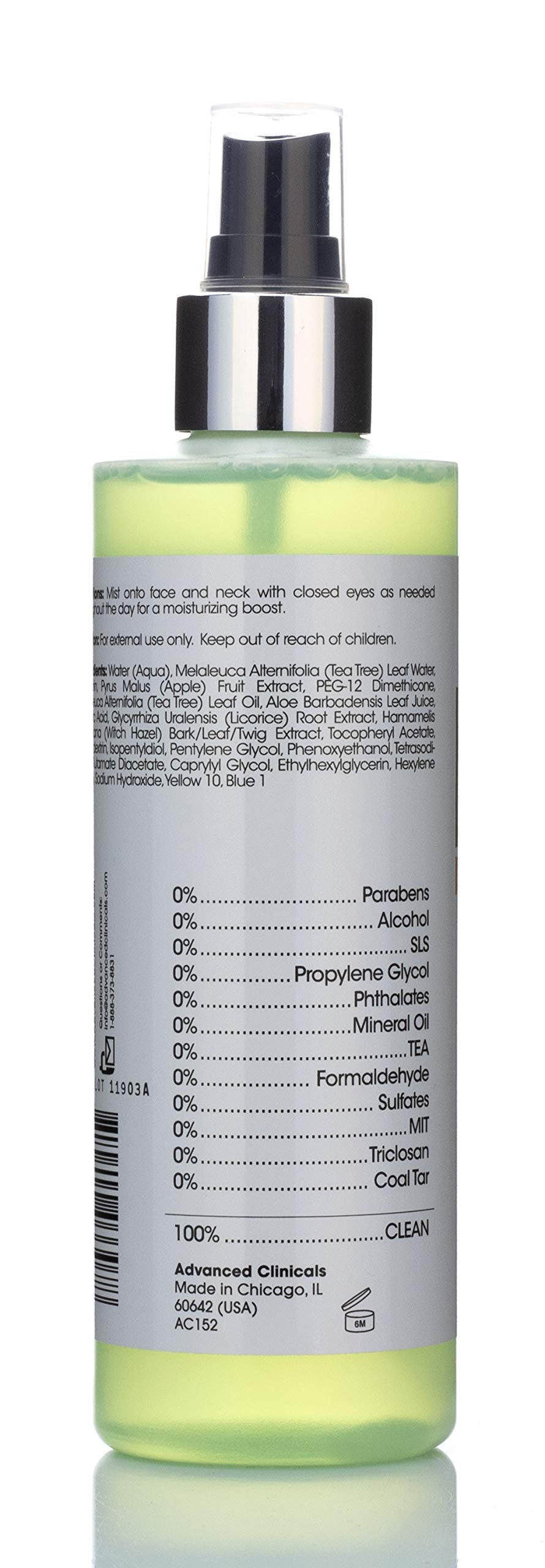 Advanced Clinicals Oil Control Purifying Facial Mist Toner. Hydrating, Non-Greasy Tea Tree Oil, Witch Hazel Toner W/Aloe Vera Face Mist Cleans Pores Beauty & Personal Care Advanced Clinicals