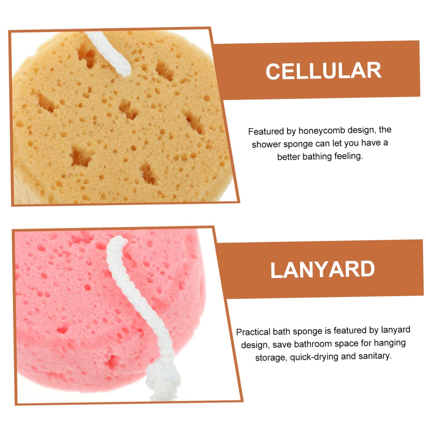 FRCOLOR Bath Shower Sponges Exfoliating Body Scrubber Set with Hanging Lanyard Lightweight Portable Soft Foam Sponge for Kids and Adults 3 Pack Beauty and Personal Care FRCOLOR