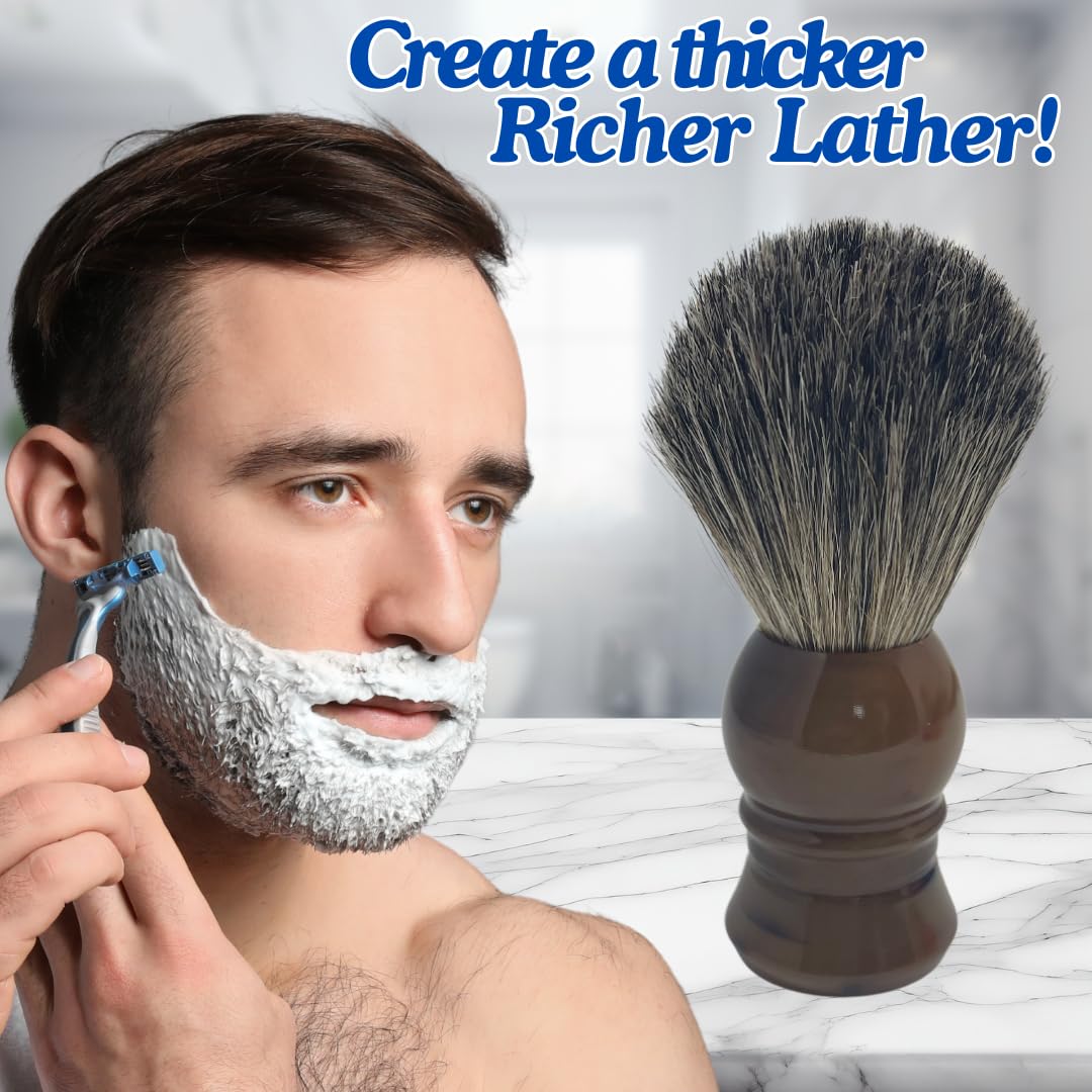G.B.S Pure Badger Shaving Brush, Extra Soft Bristles, Holds More Lather, Generates Great Lather, Horn Resin Design Handle - Perfect for Shaving Soap Beauty and Personal Care G.B.S