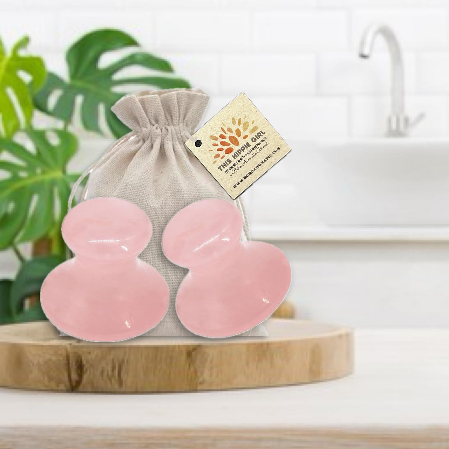 Boho Aromatic This Hippie Girl Gua Sha Mushroom Set, Jaw Sculpting Tools, A+ Rose Quartz Facial Toning and Yoga Sculpt Massage Tool, 2 Gua Sha Beauty & Personal Care Boho Aromatic