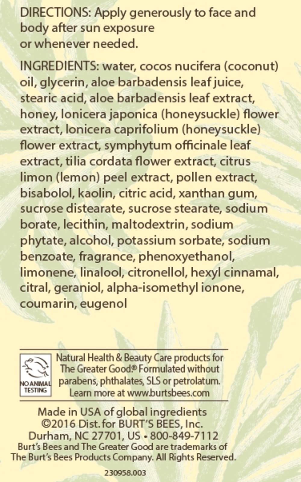 BURTS BEES Aloe After Sun Soother, 6 FZ Beauty & Personal Care Burt's Bees