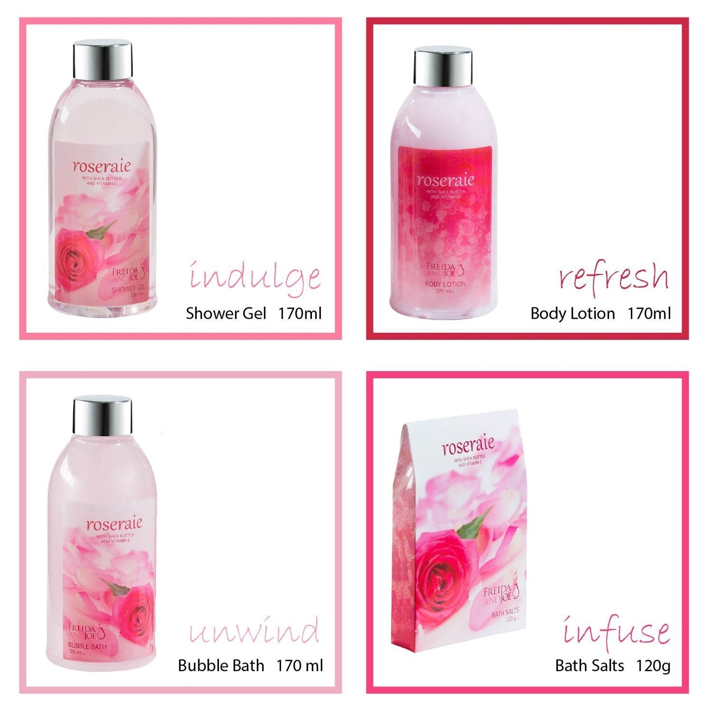 Heart Pink Rose Spa Bath and Body Gift Basket for Women with Shower Gel, Bubble Bath and Body lotion and Bath Salt Bath Gift Set - Mother's Day Gift Beauty and Personal Care Freida and Joe
