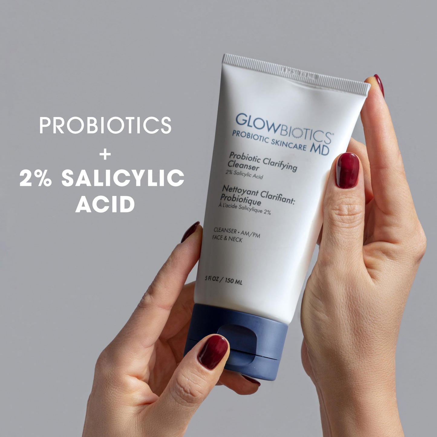 Glowbiotics Probiotic Clarifying Cleanser 5 oz - Gentle Foaming Face Wash with 2% Salicylic Acid & Peptides | Probiotic BHA Cleanser for Oily Beauty & Personal Care Glowbiotics