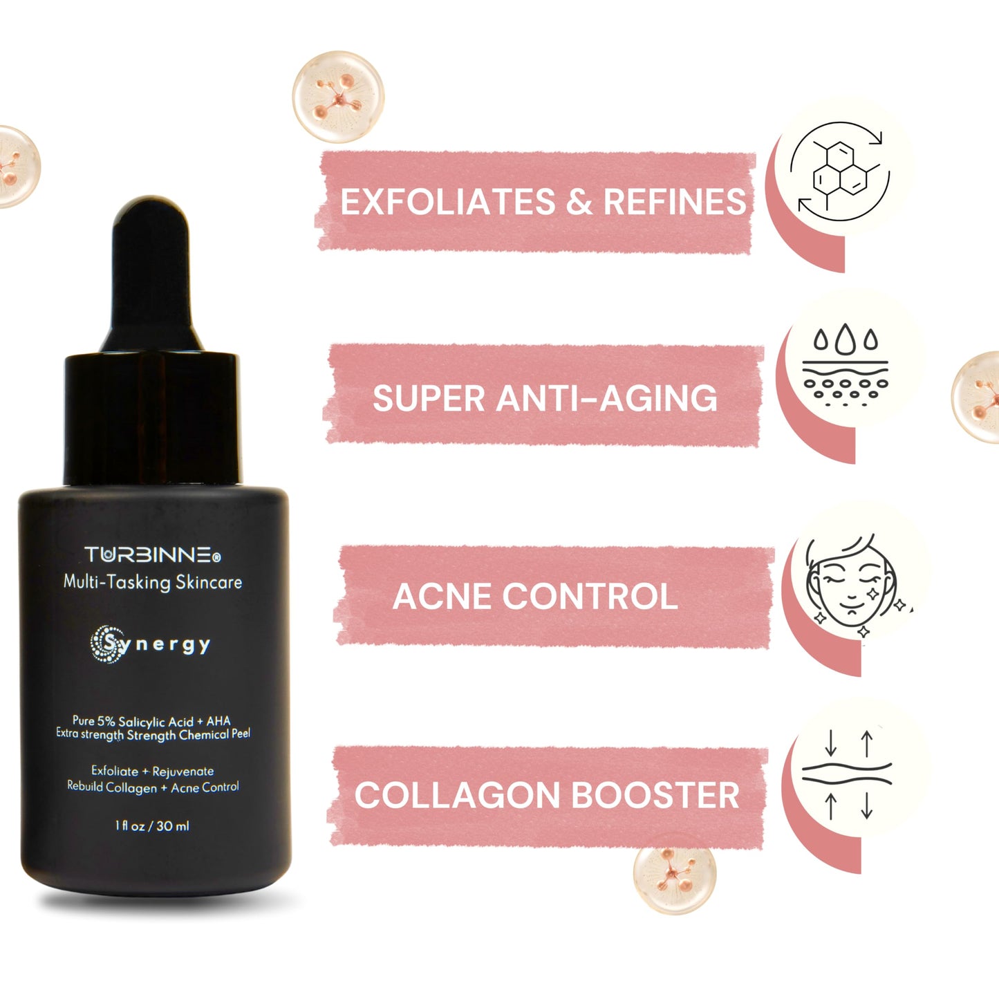 (2 Pack) Turbinne Synergy Multi-Tasking Extra Strength Chemical Peel. Pure 5% Salicylic Acid + AHA. Best For Exfoliate, Rejuvenate, Rebuild Collagen Beauty & Personal Care TURBINNE