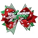 juDanzy Large Red and Green Polka Dot Jolly Christmas Hair Bow Clip Beauty & Personal Care juDanzy