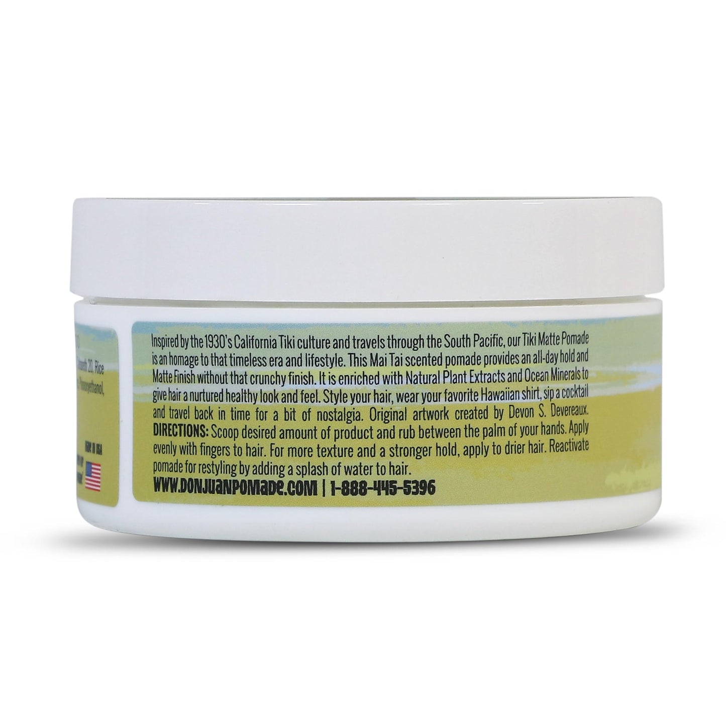 Don Juan Tiki Matte Pomade | Water Based | High Hold | Matte Finish | Natural Plant Extracts and Ocean Minerals | Mai Tai Tropical Scent, 4oz Pack Beauty & Personal Care Don Juan