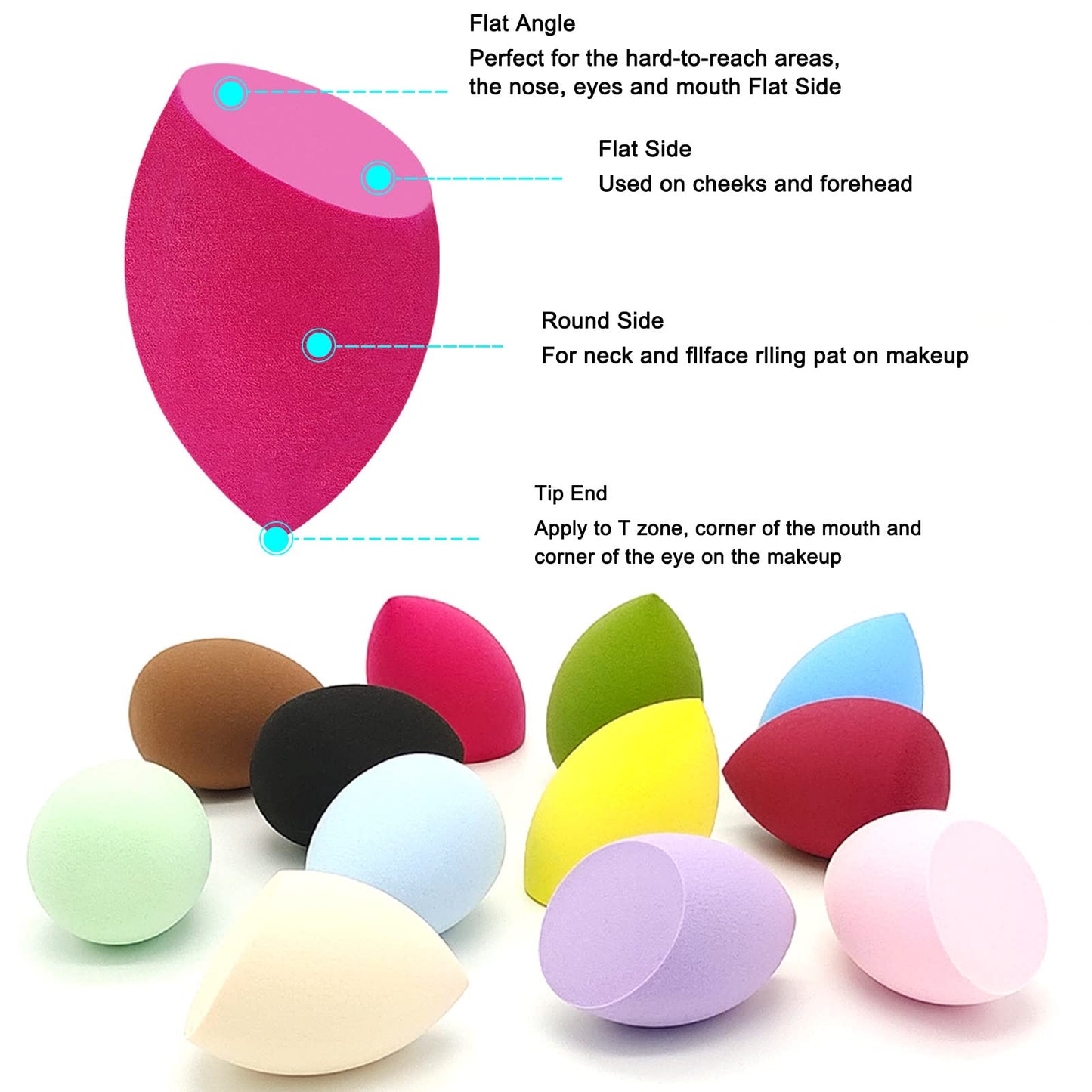 12 Pieces Professional Makeup Sponge Set,Latex Free Flawless Soft Setting Face Puffs,Multicolor Beauty Sponge Blender Cosmetic Applicator Beauty & Personal Care Scartink