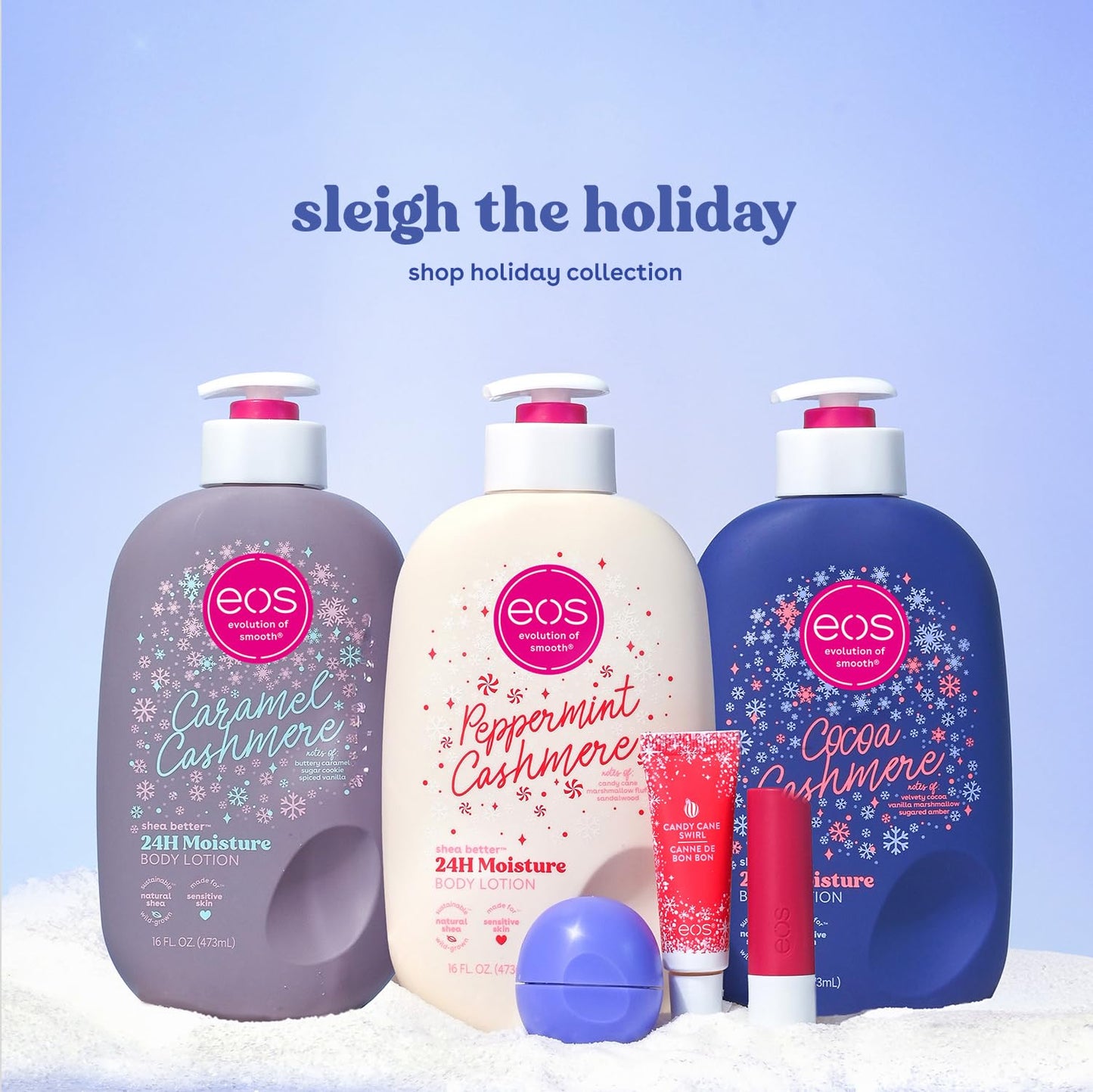eos Holiday 24H Moisture Mini Super Balm Set, Peppermint Twist, Milk & Cookies, Marshmallow Fluff, Limited Edition Lip Care, Stocking Stuffers, 0.24 Beauty & Personal Care eos