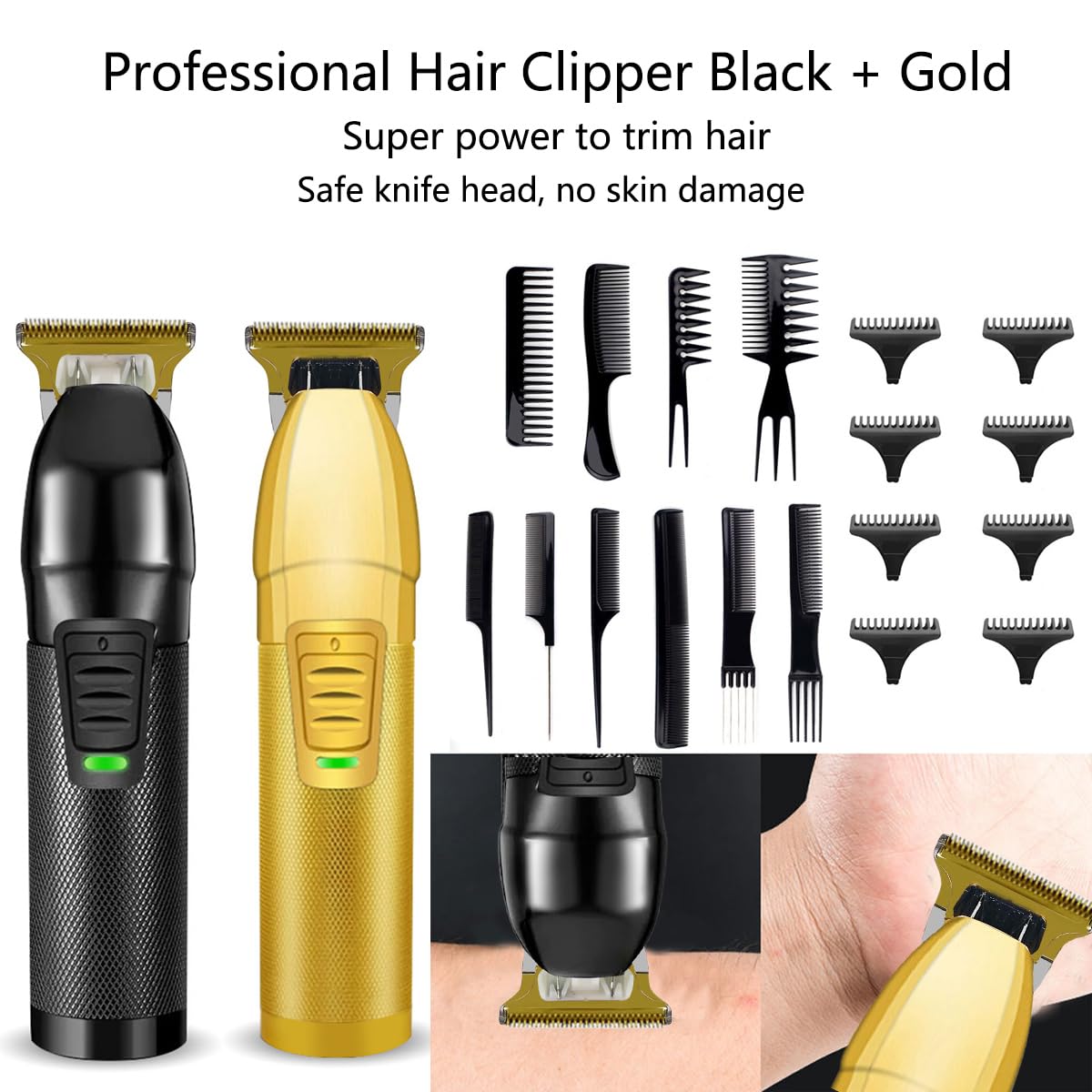 YIPINER 2 Pieces Hair Clippers for Men, Cordless Hair Clippers, Hair Clippers Set, Professional Hair Clippers Rechargeable Hair Clipper with 10 Pieces Beauty and Personal Care YIPINER