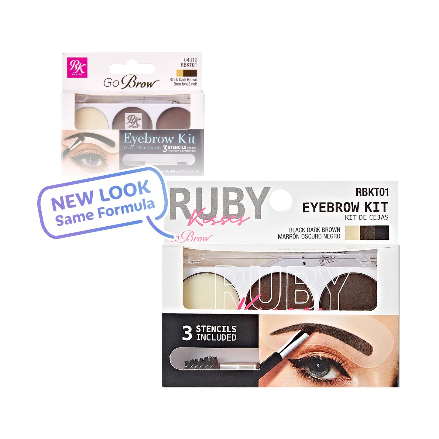Ruby Kisses Go Brow Eyebrow Kit, Dual Shade Powder & Wax, Includes 3 Stencils, Perfect for Shaping & Defining, Natural Brow Look, Ideal for Sparse Beauty & Personal Care Ruby Kisses