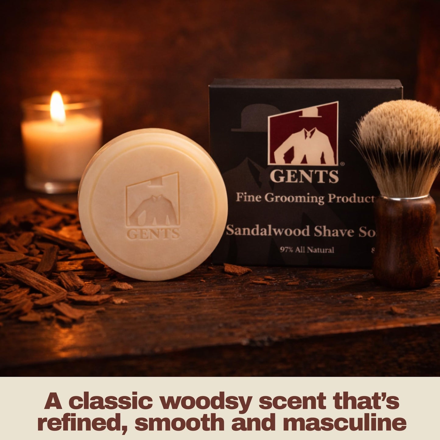 GENTS 97% All Natural Shave Soap - Creates a Rich Lather Foam for Wet Shaving Experience (3 Pack Sandalwood) Birthday Gift Beauty and Personal Care G.B.S