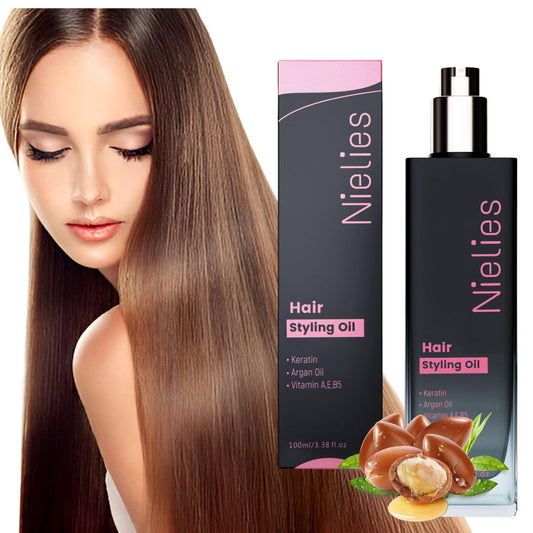 Nielies Argan Oil Hair Serum with Keratin & Biotin - Frizz Control Treatment for Dry, Curly Hair - Lightweight Smoothing & Shine Formula for Women Beauty & Personal Care Nielies