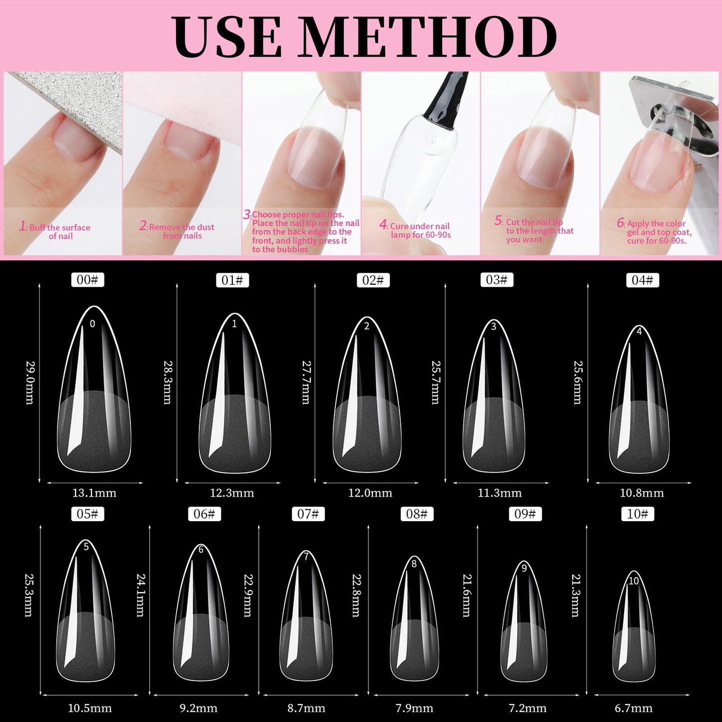 Cycullinyt 550pcs Stiletto Soft Gel Nail Tips, 11 Sizes Long Stiletto Nails Full Cover Acrylic Press on False Nail Tips No Trace for Beginners Beauty & Personal Care Cycullinyt