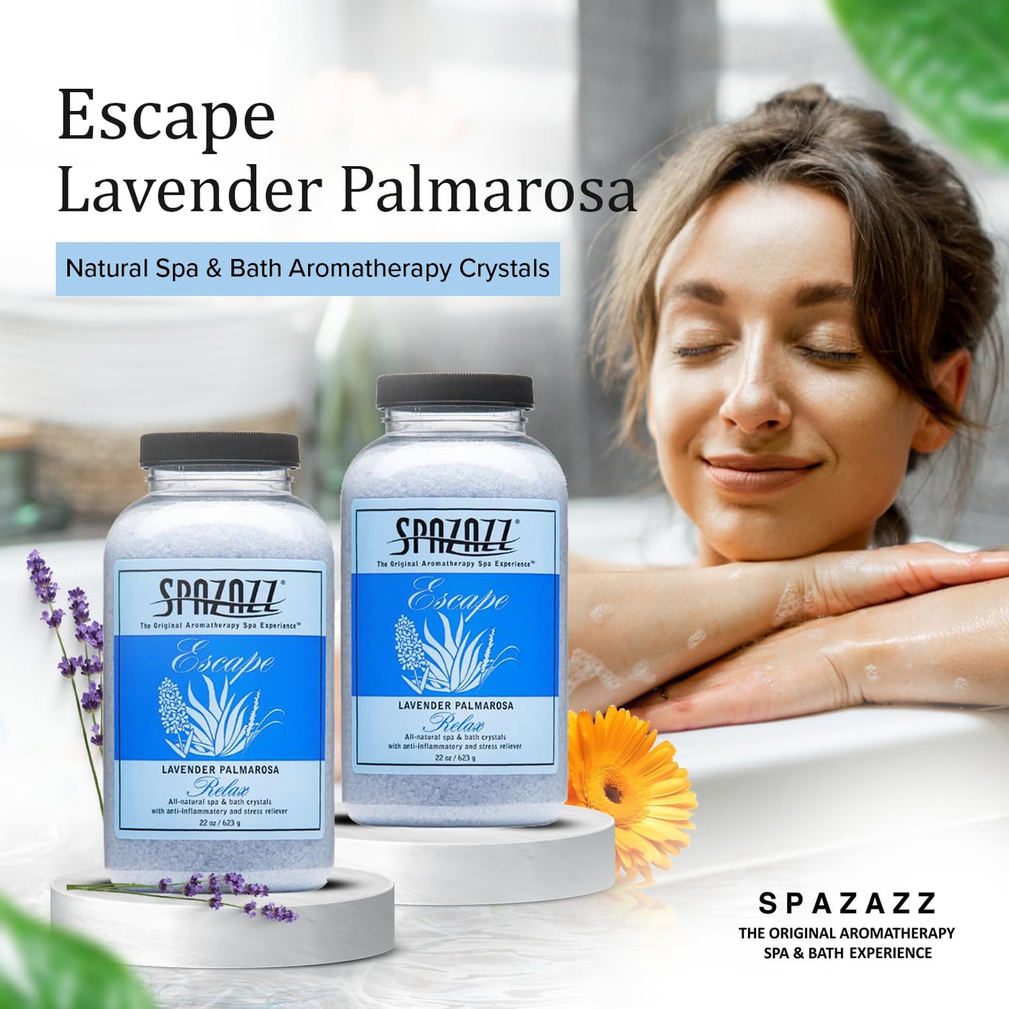 Spazazz Aromatherapy Hot Tub Crystals - Palmarosa Lavender Bath Salt for Bathtub & Hot Tub Spa - Relaxing Bath Salts - Aromatherapy Bath Salt Beauty and Personal Care Spazazz