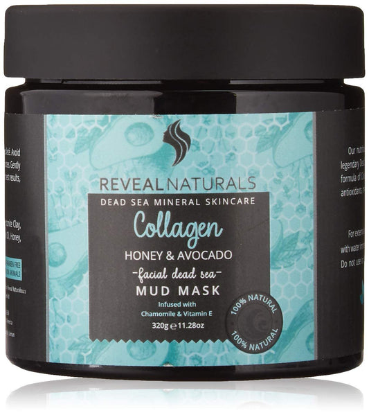All Natural & Authentic Dead Sea Mud Mask for Face & Body Infused with Collagen, Avocado and Honey - Vegan - Unscented - Treats Blackhead, Pores Beauty & Personal Care Reveal Naturals