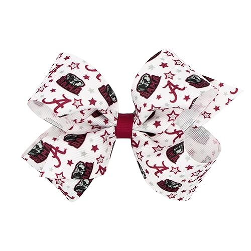 Divine Creations Girls' Collegiate Themed Game Day Logo Print Hair Bow by Wee Ones on a WeeStay Clip, Classic Grosgrain, Medium, Alabama Beauty & Personal Care Wee Ones