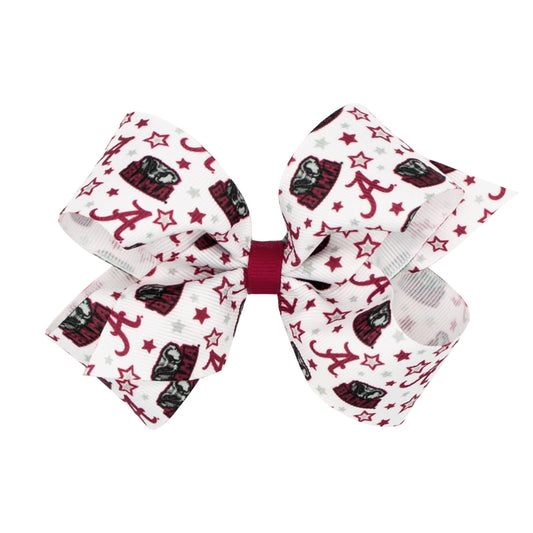 Divine Creations Girls' Collegiate Themed Game Day Logo Print Hair Bow by Wee Ones on a WeeStay Clip, Classic Grosgrain, Medium, Alabama Beauty & Personal Care Wee Ones