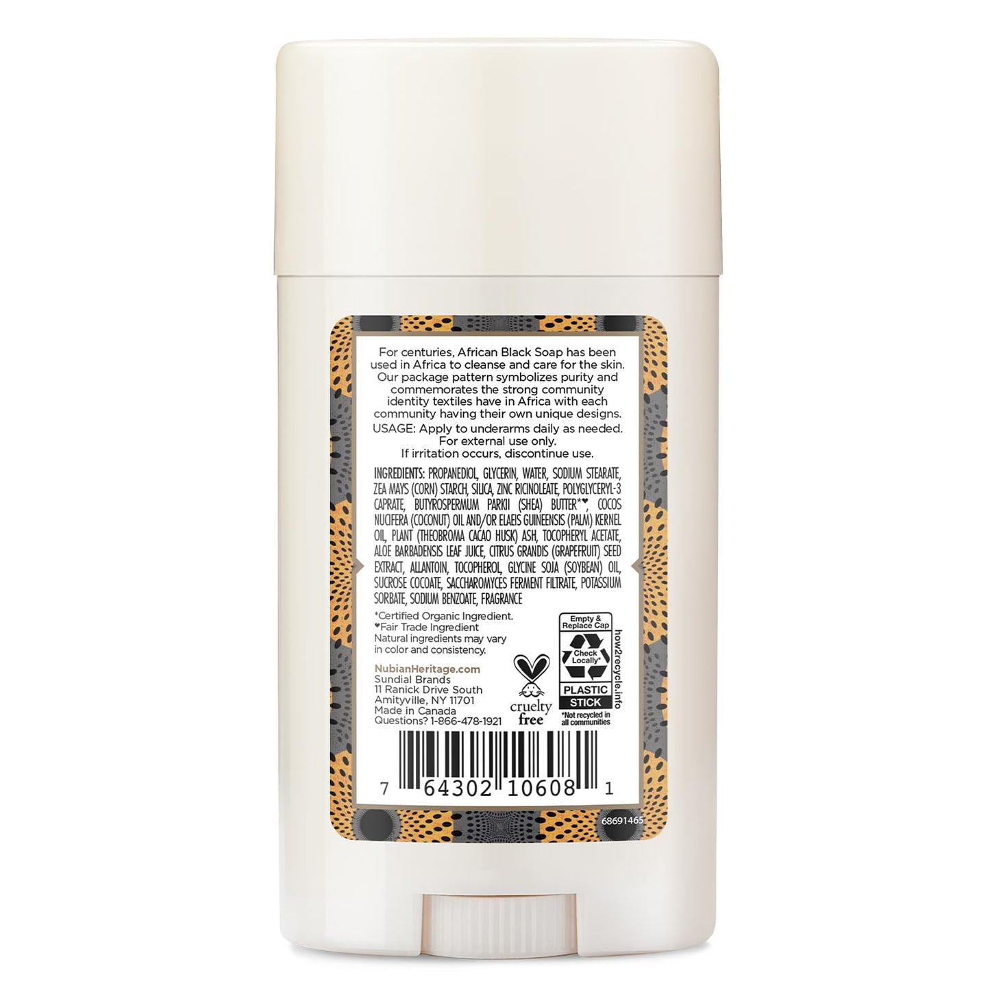 Nubian Heritage 24 Hour Natural Deodorant African Black Soap, 2.25 Oz Beauty & Personal Care Nubian Heritage