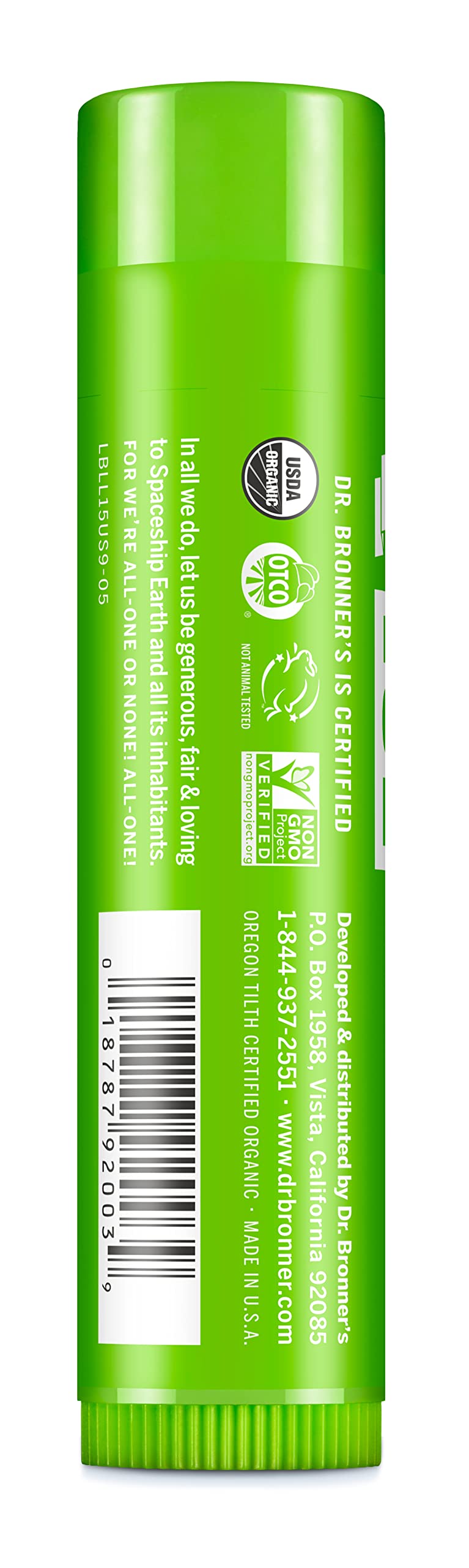 Dr. Bronners Lemon Lime Lip Balm, 4 GR Beauty & Personal Care Dr. Bronner's