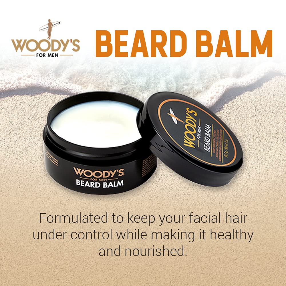 Woody's 2-in-1 Beard Balm for Men - Beard Softener for Men and Style Wax, Conditioner & Moisturizer Natural Beeswax, 2 oz Beauty and Personal Care Woody's