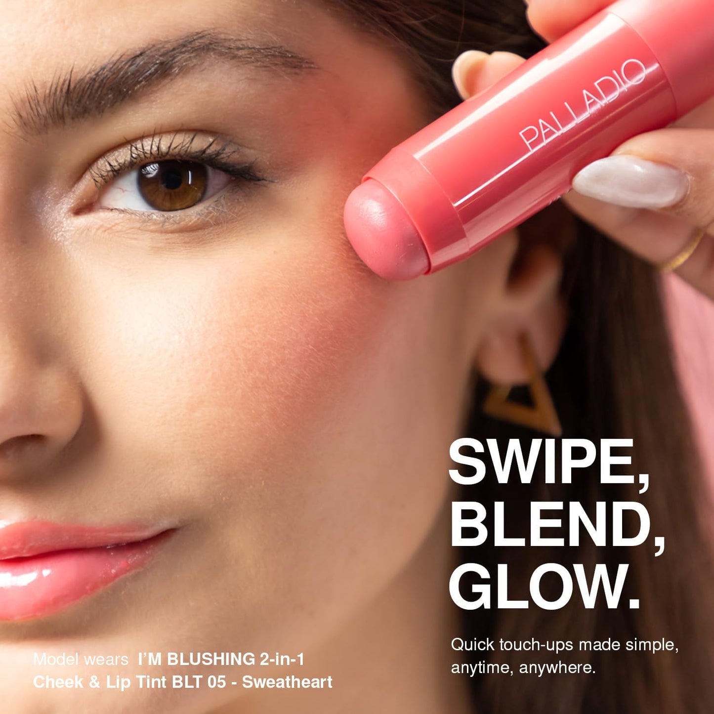 Palladio I'm Blushing 2-in-1 Cheek and Lip Tint, Buildable Lightweight Cream Blush, Sheer Multi Stick Hydrating formula, All day wear, Easy Beauty & Personal Care Palladio