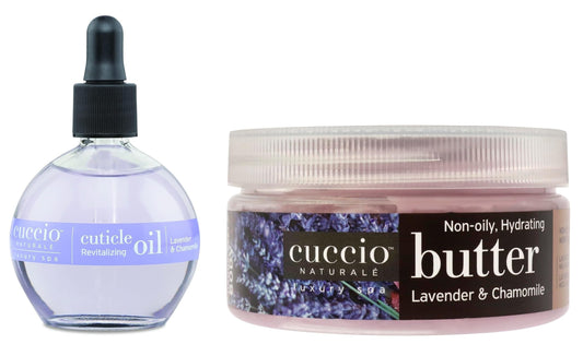 Cuccio Full Hand Treatment - Cuticle Oil 2.50 Oz and Butter Blends Moisturizing Scented Body Cream, 8 Oz (Lavender) Beauty & Personal Care Cuccio