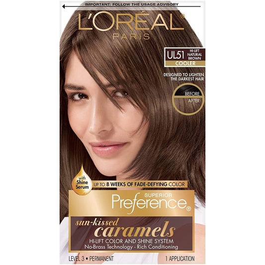 L'Oreal Paris Superior Preference Sun-Kissed Caramels Cooler UL51 Hi-Lift Natural Brown Permanent Haircolor 1 ct (Pack of 3)