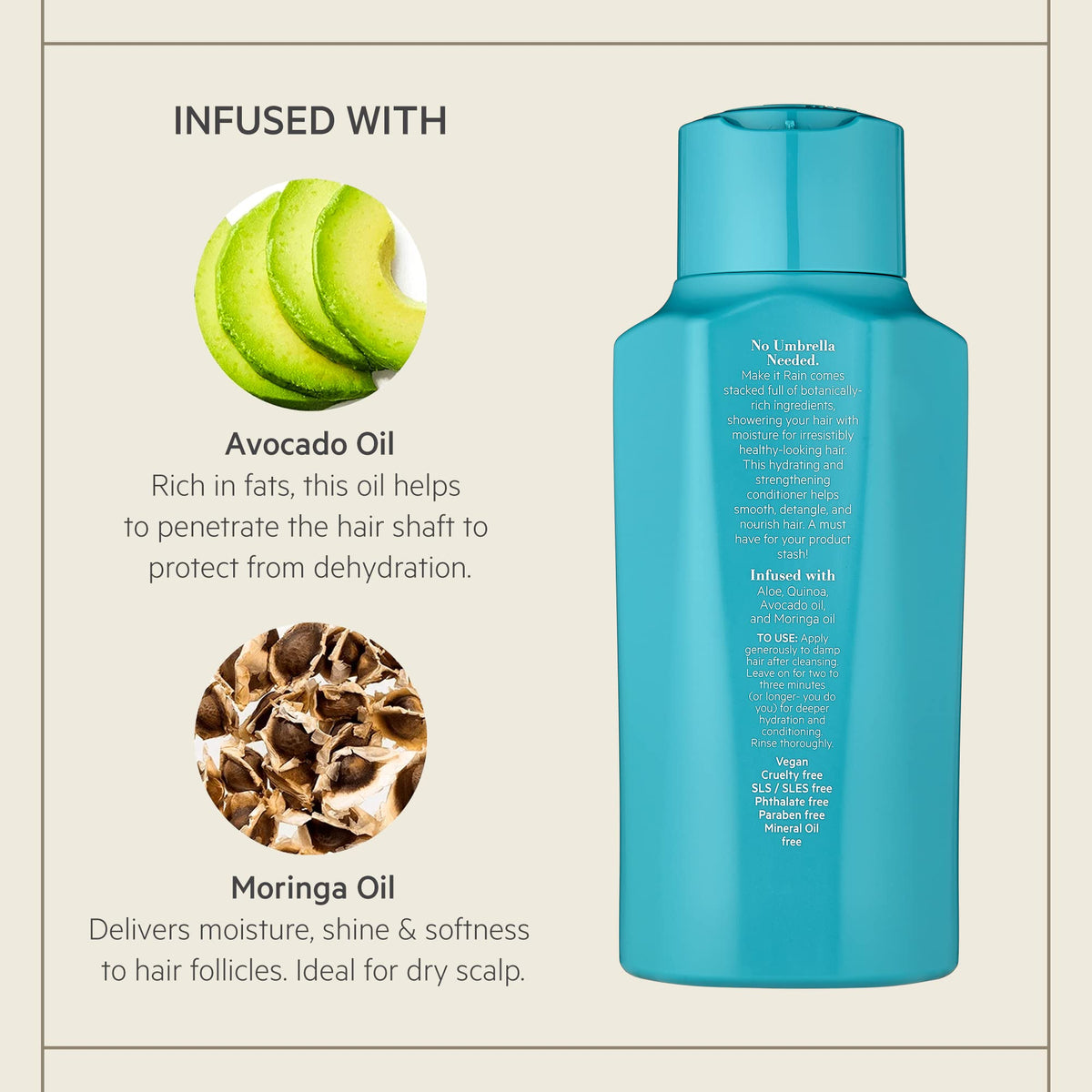 TPH BY TARAJI Make it Rain Hydrating & Strengthening Rinse Out Hair Conditioner with Aloe, Avocado Oil, & Moringa Oil | For All Hair Types| Vegan,