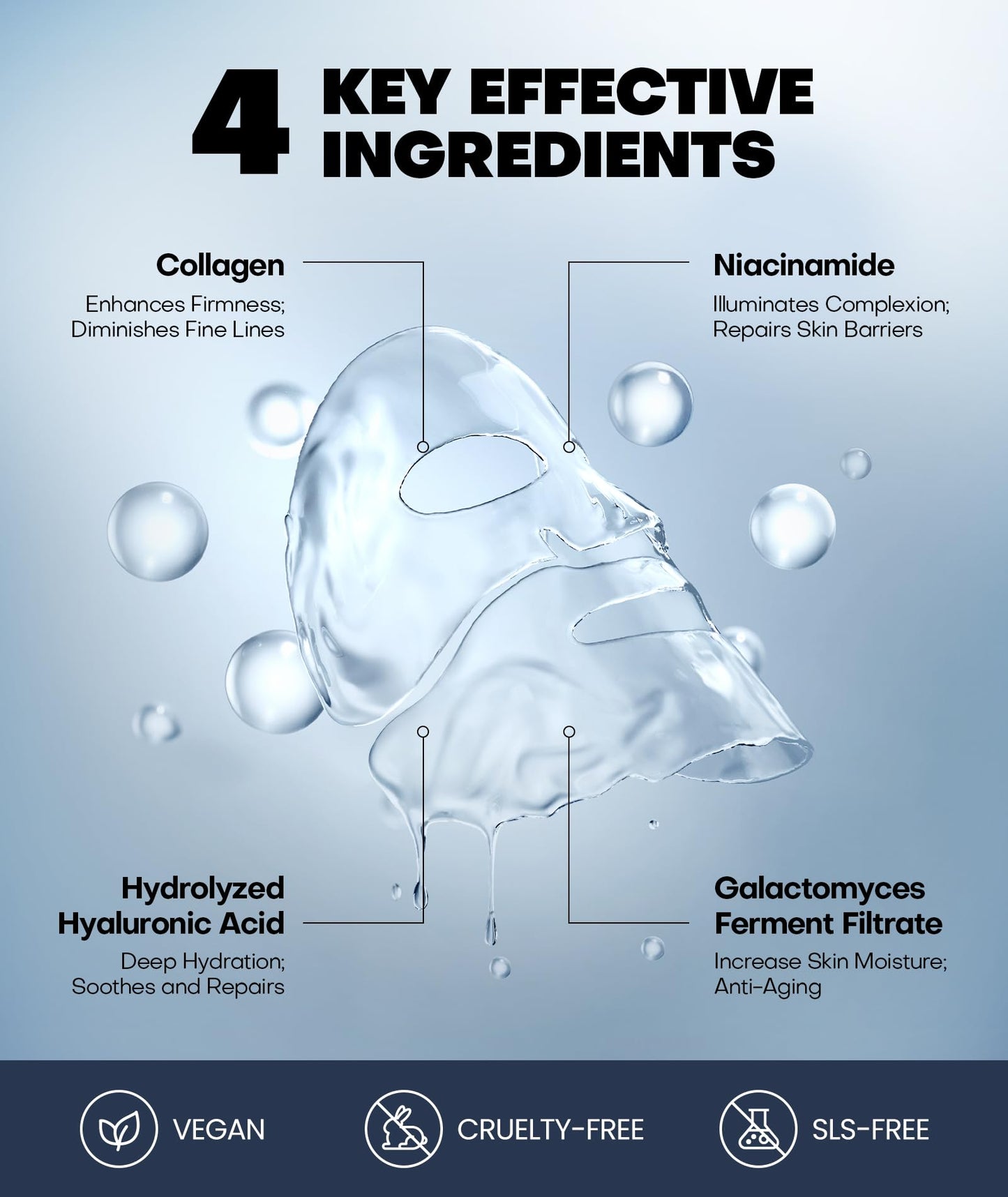 Radiant Glow Collagen Face Mask - Real Deep Overnight Face Masks Skincare with Hyaluronic Acid, Galactomyces Ferment & Vitamin E, Facial Mask Beauty & Personal Care Srripo