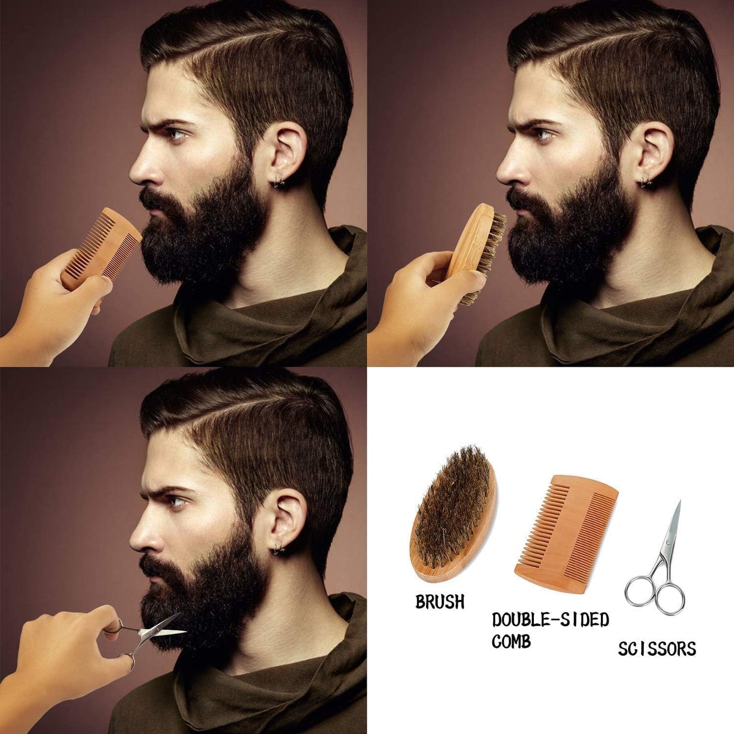 Beard Grooming Kit,Beard Kit with Beard Oil,Beard Growth Serum,Beard Wash, Beard Balm,Beard Brush, Beard Comb, Beard & Mustache Scissors Beard Growth Beauty and Personal Care Ceenwes
