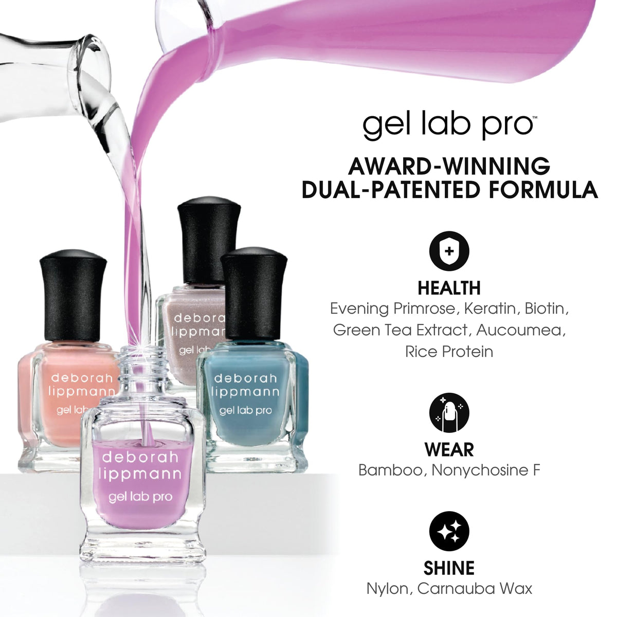 Deborah Lippmann Gel Lab Pro Nail Polish Treatment Enriched for Health, Wear, and Shine No Animal Testing, 21 Free, Vegan Red and Purple Colors Beauty & Personal Care Deborah Lippmann