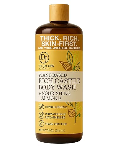 Dr. Jacobs Naturals Pure Castile Soap Liquid Body Wash, Almond - Plant Based Castile Soap Infused with Vitamin E and Aloe Vera to Moisturize Dry Beauty & Personal Care DR.JACOBS NATURALS