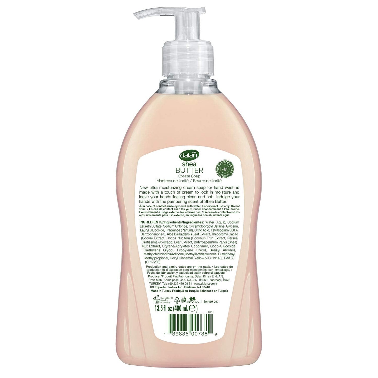 Dalan Shea Butter Cream Ultra Moisturizing Liquid Hand Soap for Normal and Dry Hands Fresh Clean and Soft Feeling (13.5 Fl Oz / 400 mL (Pack of 1)) Beauty & Personal Care Dalan