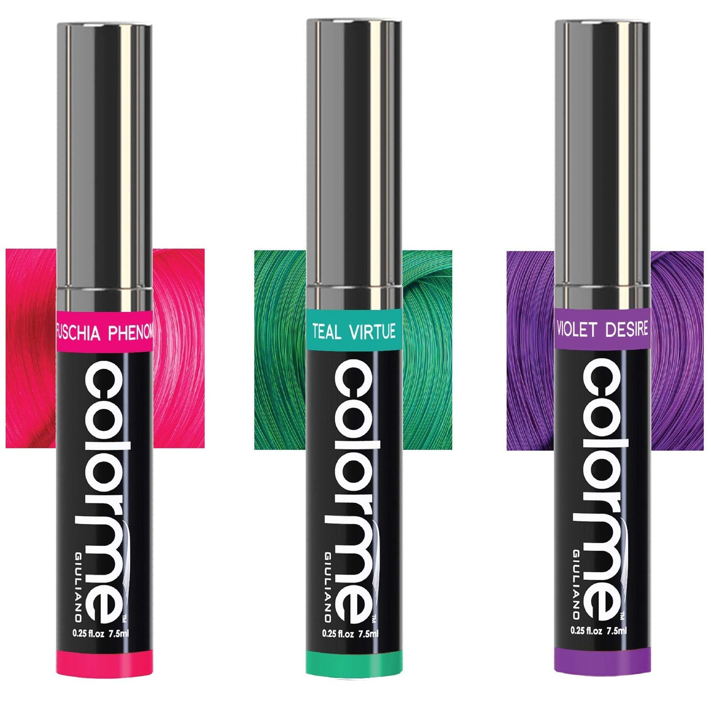 Colorme Temporary Hair Color, Hair Chalk alternative 3PK (Fuschia, Teal, Violet Desire) Beauty & Personal Care Color Me