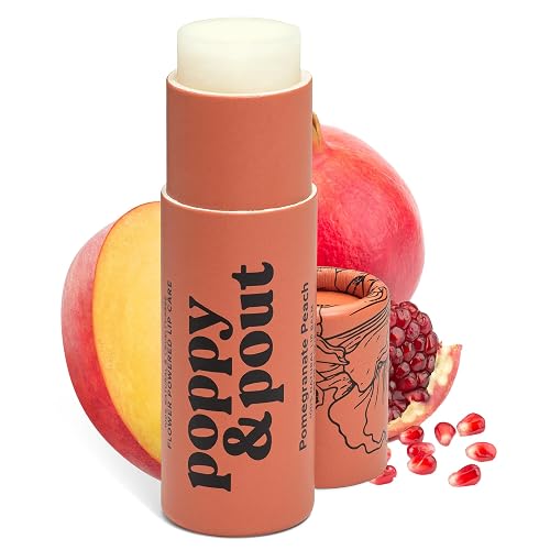 Poppy & Pout Pomegranate Peach Jumbo Lip Balm | All Natural Lip Balms & Moisturizers | Hydrates with Beeswax, Vitamin E, Organic Coconut Oil | Beauty & Personal Care Poppy & Pout