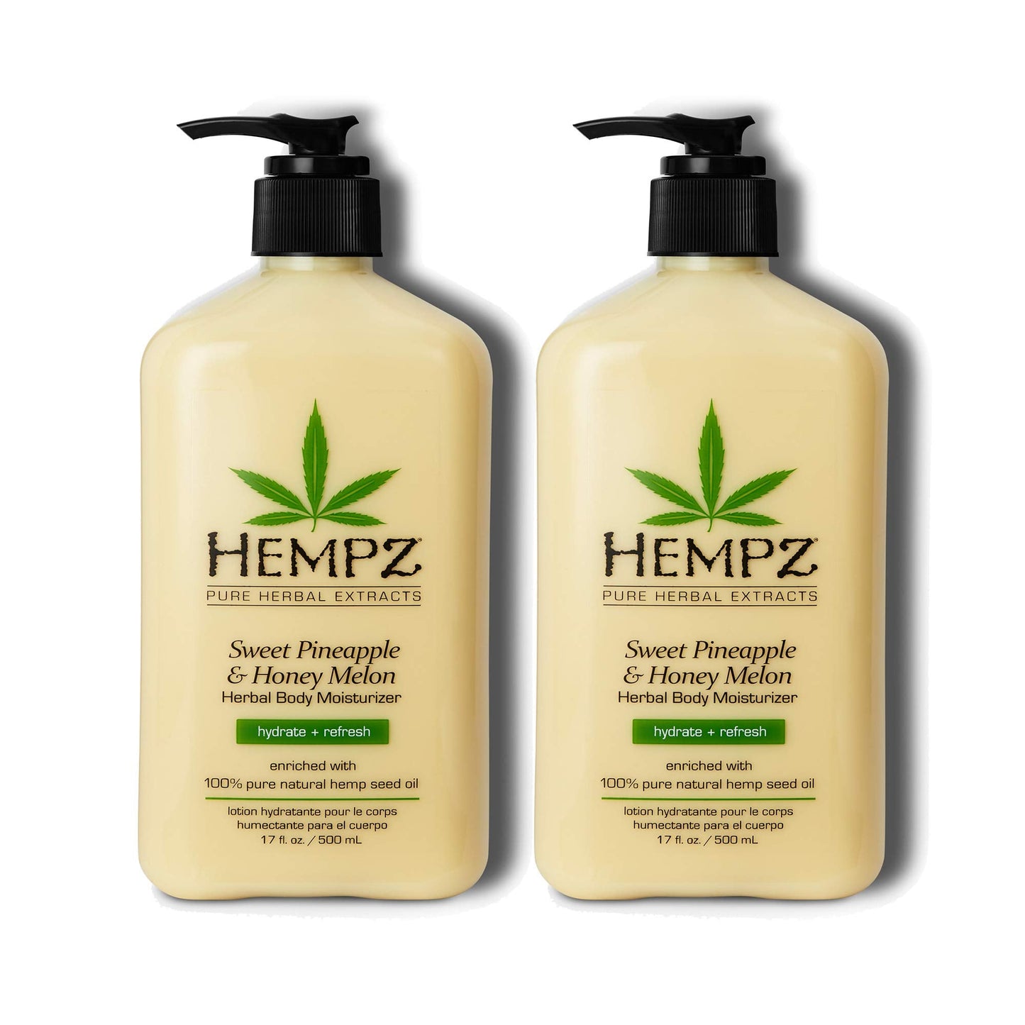 Hempz Sweet Pineapple & Honey Melon Moisturizing Skin Lotion, Body Moisturizer with Jojoba, Natural Extracts, Vitamin A and E, 17 oz, 2 Pack Bundle Beauty & Personal Care Hempz