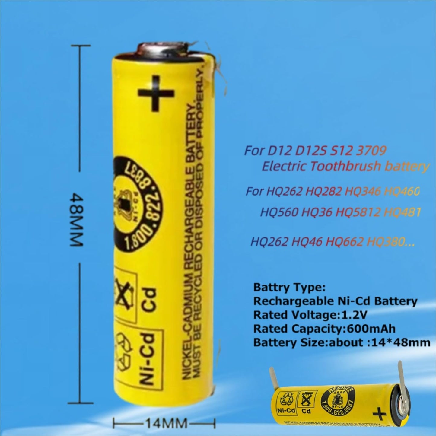 Electric Toothbrush 600mAh/1.2V Battery. Compatible with Braun D12, D12S, S12, 3709, D16, 3757 Beauty and Personal Care Orfdcnhlkc